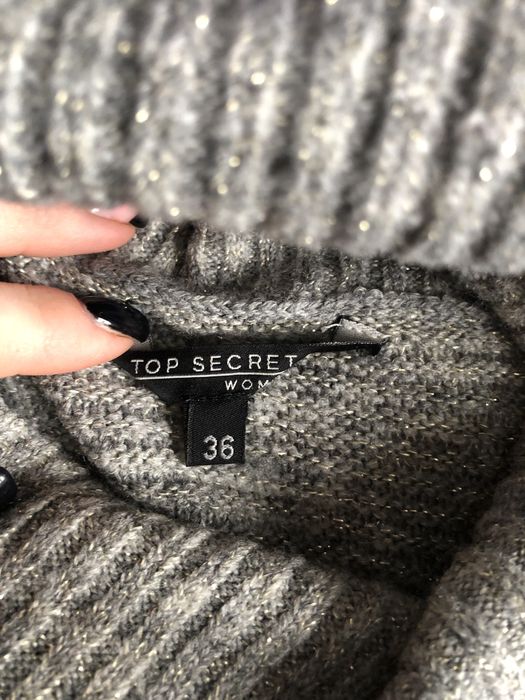 Szary sweter z golfem golf S top secret