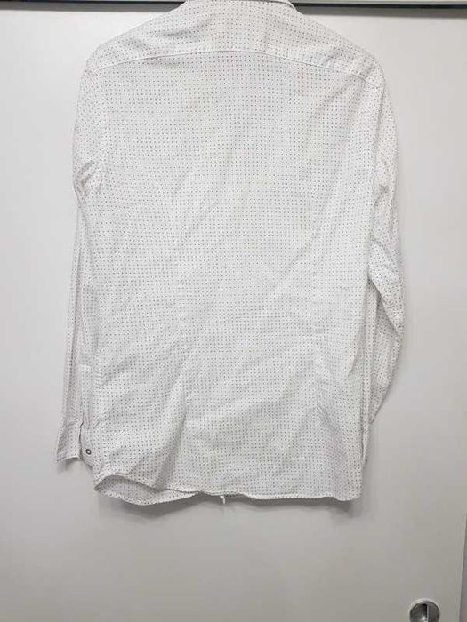 Biała koszula w kropki męska slim fit 100% bawełna
