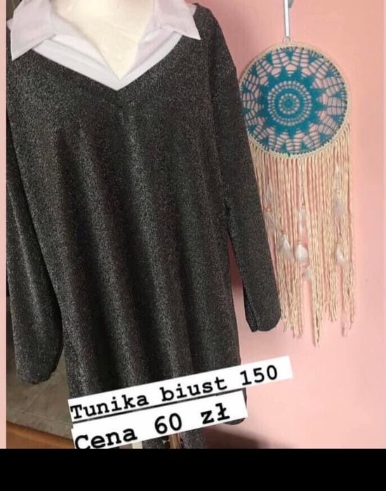 Bluzka tunika z brokatem biust 140/150