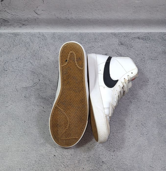 Кроссовки Nike Blazer Mid кожаные мужские белые ботинки SB Stefan Janoski