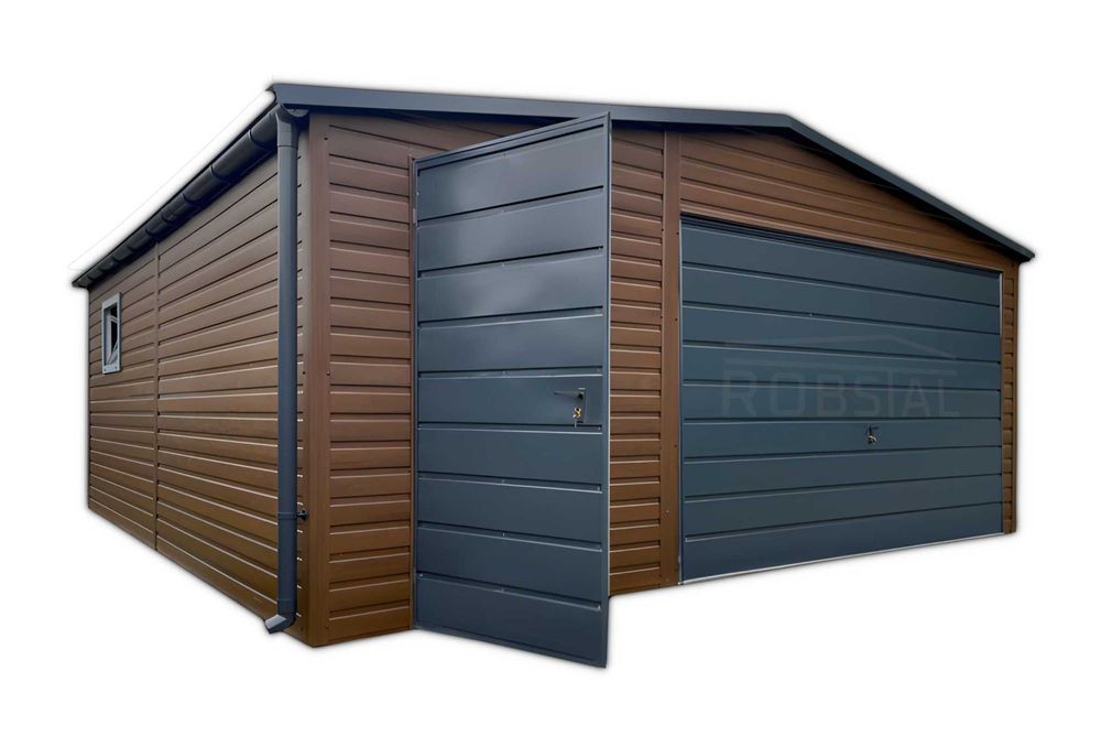 Garaż Blaszany 5x6, 6x5, 6x6, 5x7 drewnopodobny brama uchylna