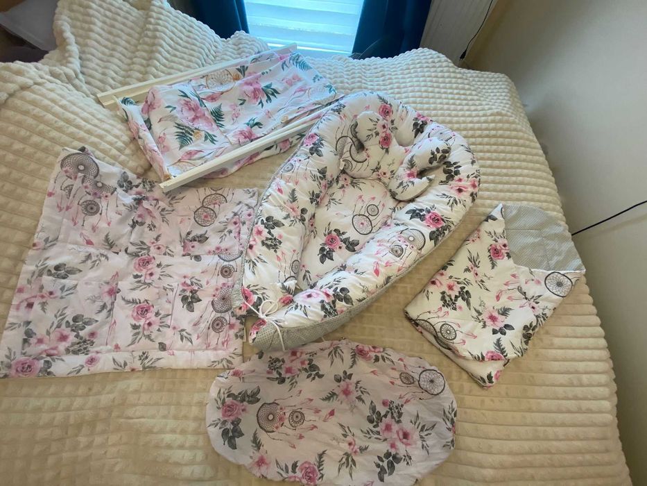 Zestaw niemowlęcy kokon, rożek, kosz na pranie,organizer