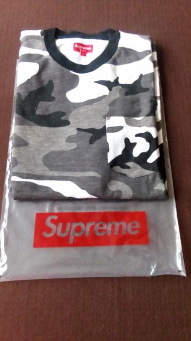 (L) T-shirt SUPREME Pocket Tee snow camo - super item, nowy