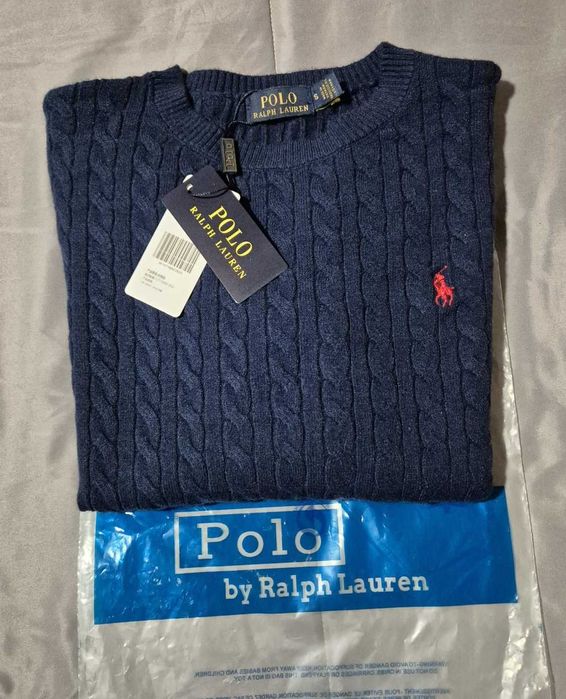Camisola de malha trançada Ralph Lauren – azul - tamanho S