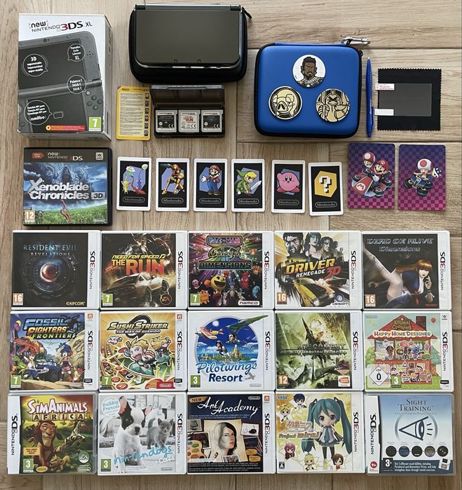 New Nintendo 3DS XL Chipada (64gb) + 16 Jogos + (Extras de Oferta)