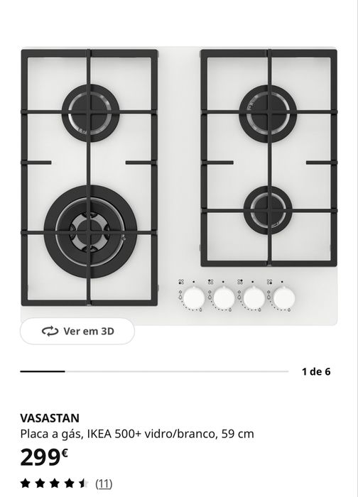Placa de gás IKEA VASASTAN NOVA (nunca instalada)