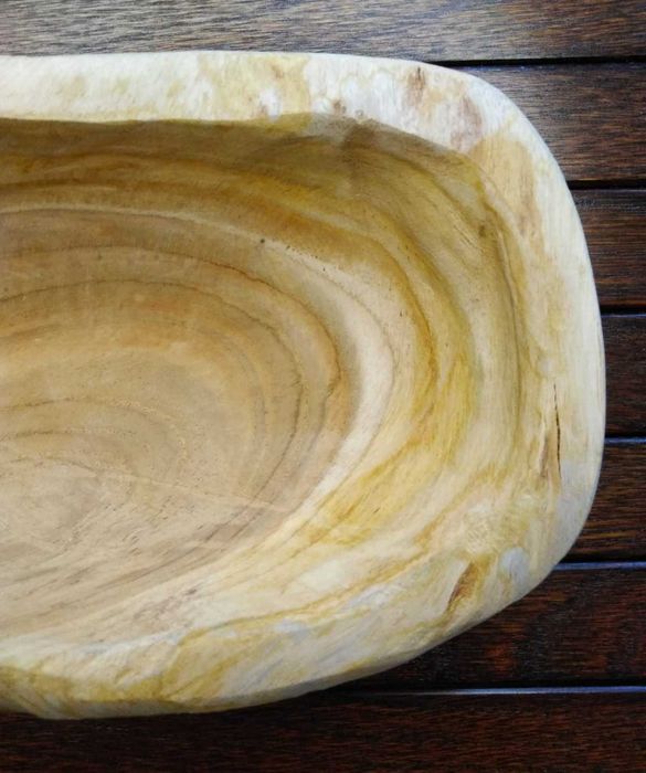 Dekoracyjna misa miseczka patera z surowego drewna tekowego teak wood