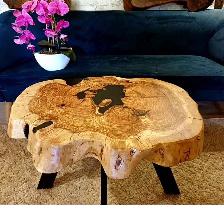 Stolik kawowy 67x50cm live edge plaster drewna loft