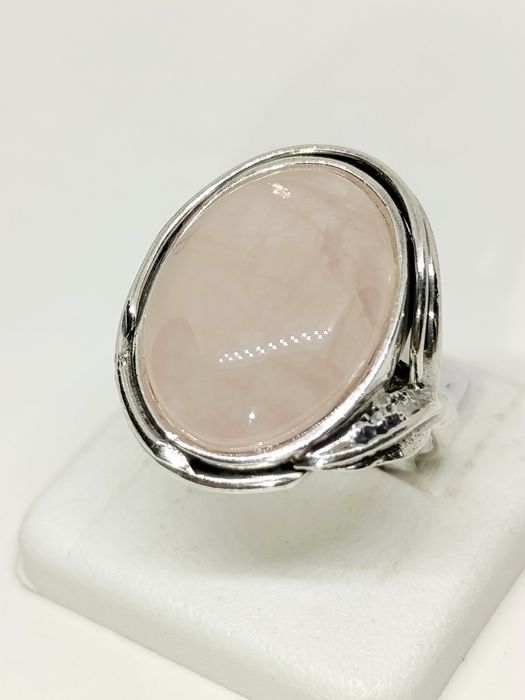 Pierścionek z kwarc różowy rozmiar 18
