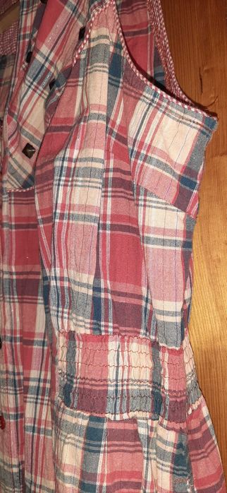 Koszula Bezrękawnik George Rozmiar 44 - Długa Tunikowa Czerwona Krata