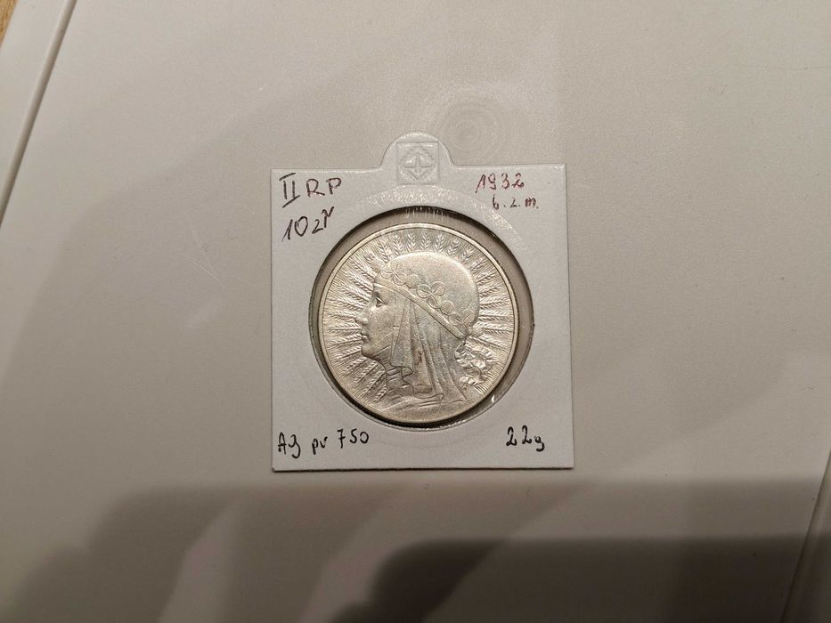 Głowa kobiety 1932, moneta srebrna 10 zl