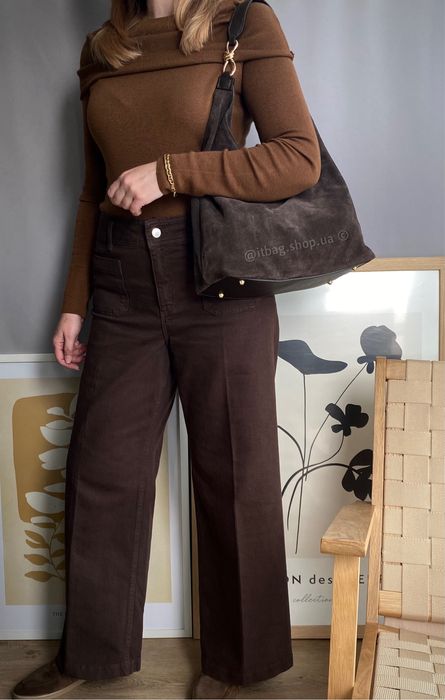 Італійська замшева сумка хобо мішечок. Замшевая сумка мешок итальянска