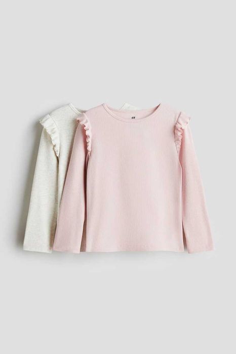 Лонгслів H&M, реглан для дівчинки, набір 3шт, Лонг 100% бавовна