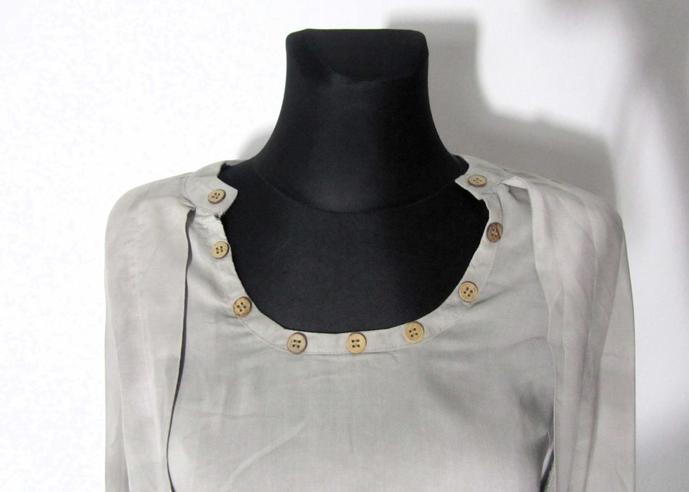 Szara długa koszula Cieniowana Ombre Hippie Boho Wiskoza 34 XS