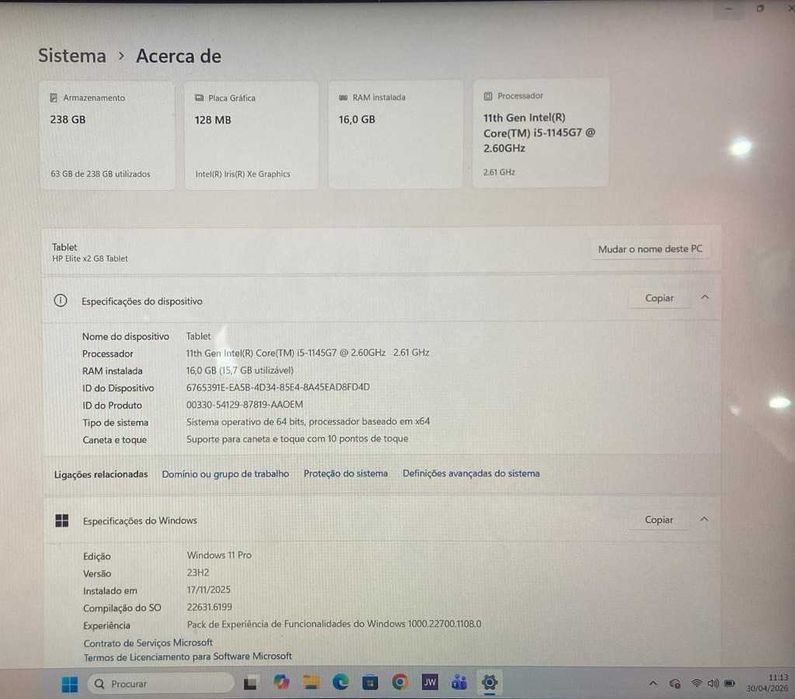 HP Elite x2 G8 | i5-1145G7 | 13" + teclado DE - praticamente como novo