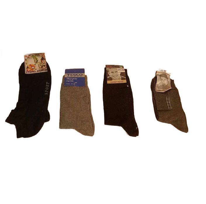 Zestaw Skarpet Męskich 4 Pary Rozmiar 43-46 Wytrzymałe Szare i Czarne