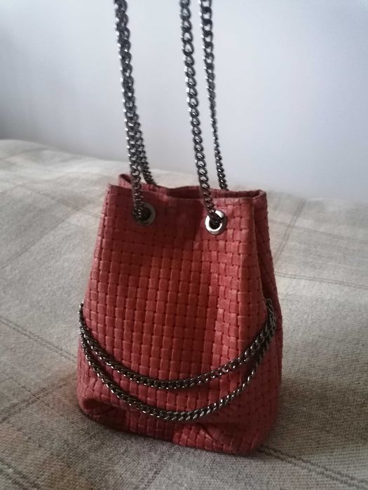 Włoska, skórzana torebka - worek