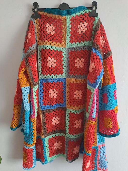 Sweter handmade robiony na szydełku, r. L