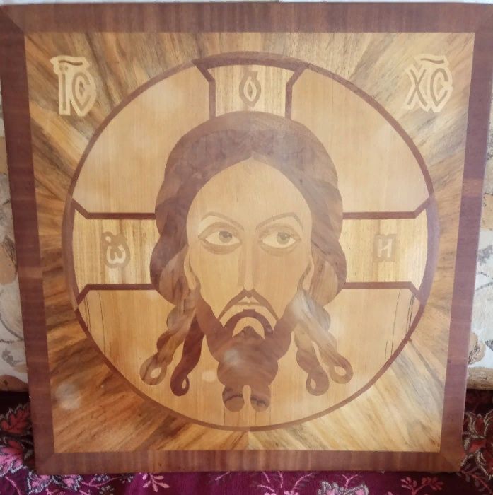 Картина шпоном (интарсия.) "спас нерукотворный"
