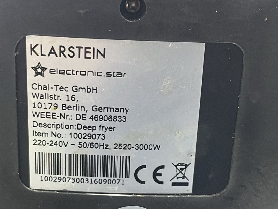 Фритюрниця Klarstein (2 кошики, 3000W) – робоча, перевірена