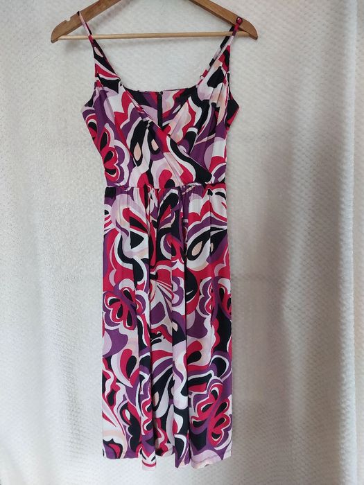 Sukienka na ramiączkach, kolorowa, do kolan. H&M  M/L