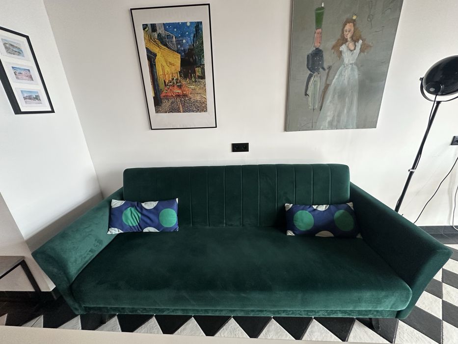 Sofa rozkładana butelkowa zieleń