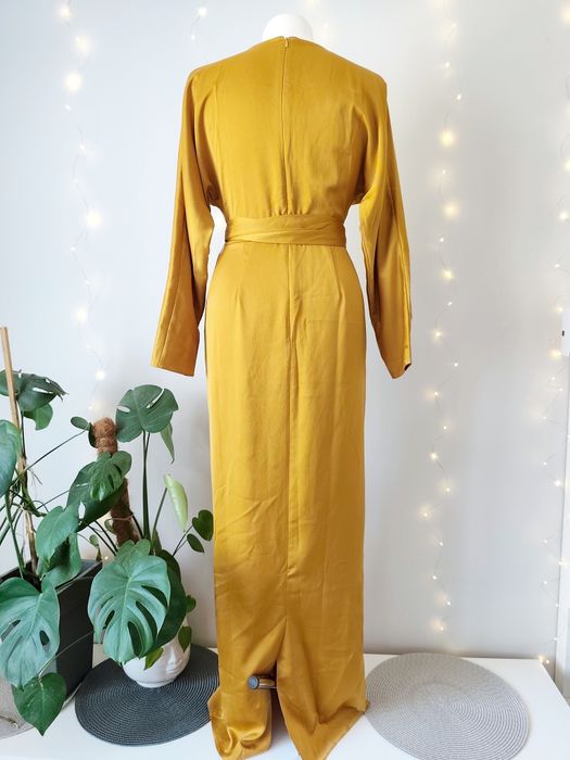 Sukienka elegancka długa maxi satynowa wiązana Asos 38 M