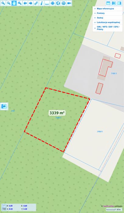 Działka 3339 m² w Sarzynie – WZ, zadrzewiona