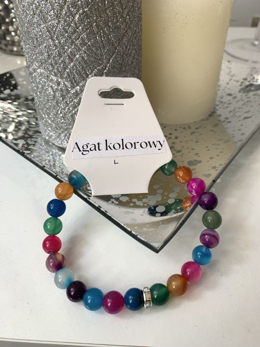 Bransoletka kamienie naturalne agat kolorowy