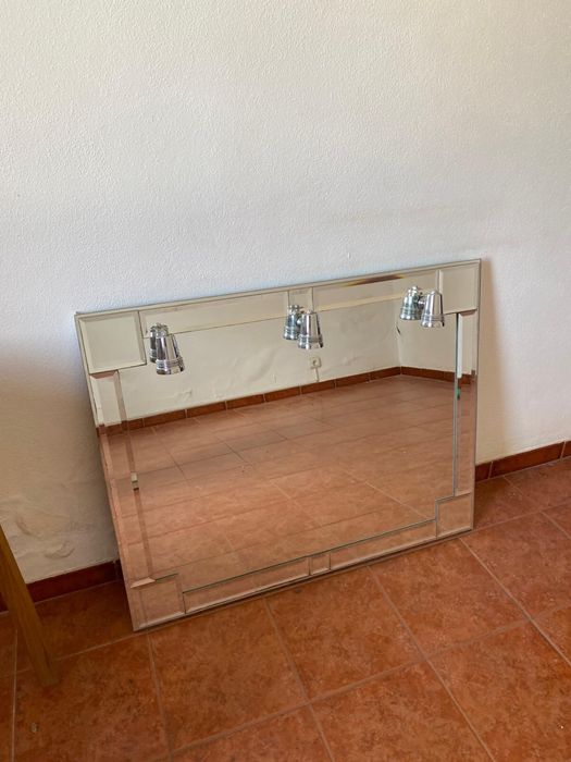 Espelho de casa banho com 3 luzes 80 comprimento x100 cm largura
