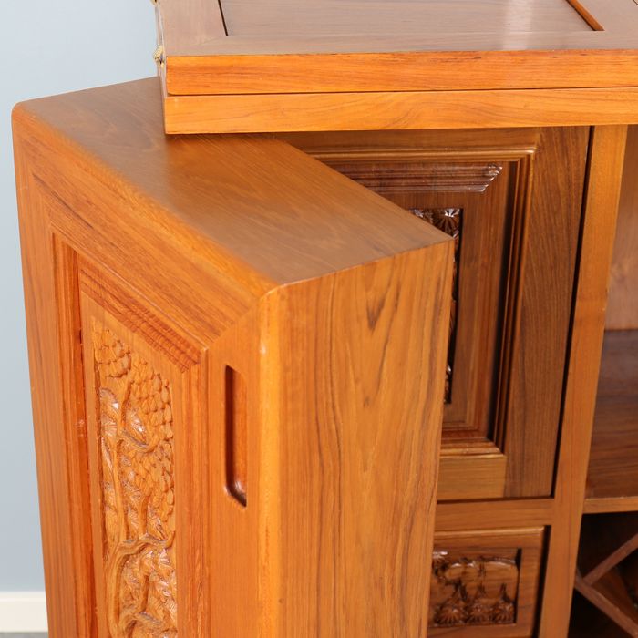 Móvel Bar Vintage em Madeira de Teca Maciça/ Bar Cabinet