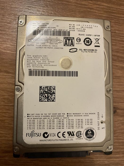 Dysk FUJITSU 60GB sata 2,5”