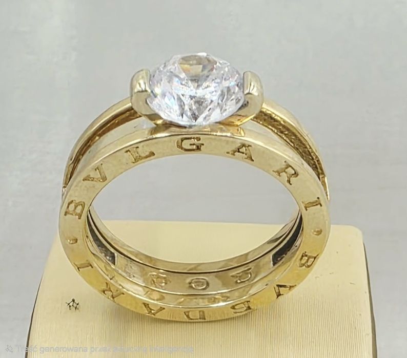 Złoty pierścionek z cyrkonią w stylu Bvlgari próba 585 14k waga 7,22gr rozm.15