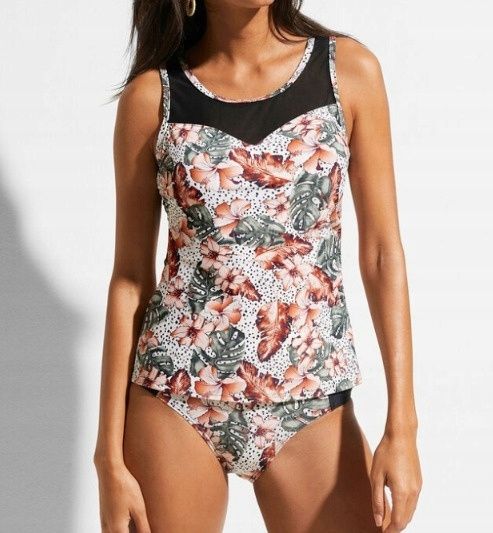 B.P.C top tankini wzór roślinny 50.
