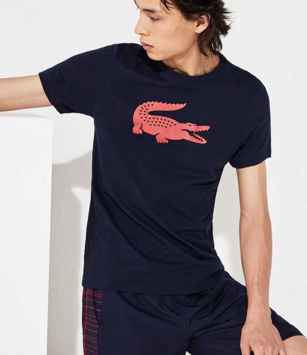 A49 koszulka męska Lacoste tshirt granat logowana bawełniana S