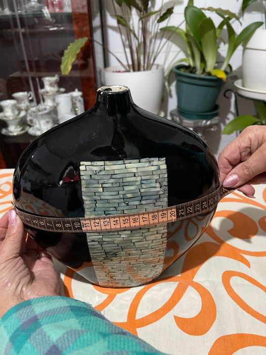 Vaso decorativo madeira madrepérola