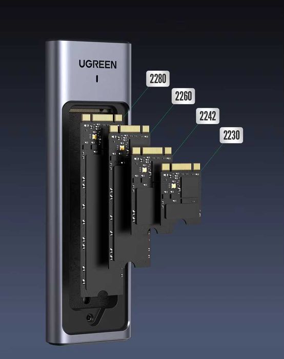 Внешний карман UGREEN CM559 20Gbps M.2 NVMe/SATA SSD to USB3.2 Gen2