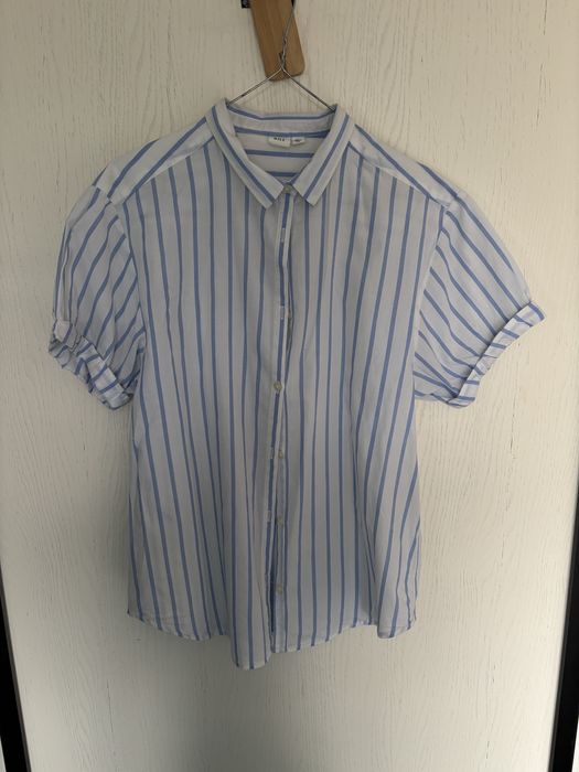 Biala w paski kosxula krotki rekaw gap uniwersalna bawelna