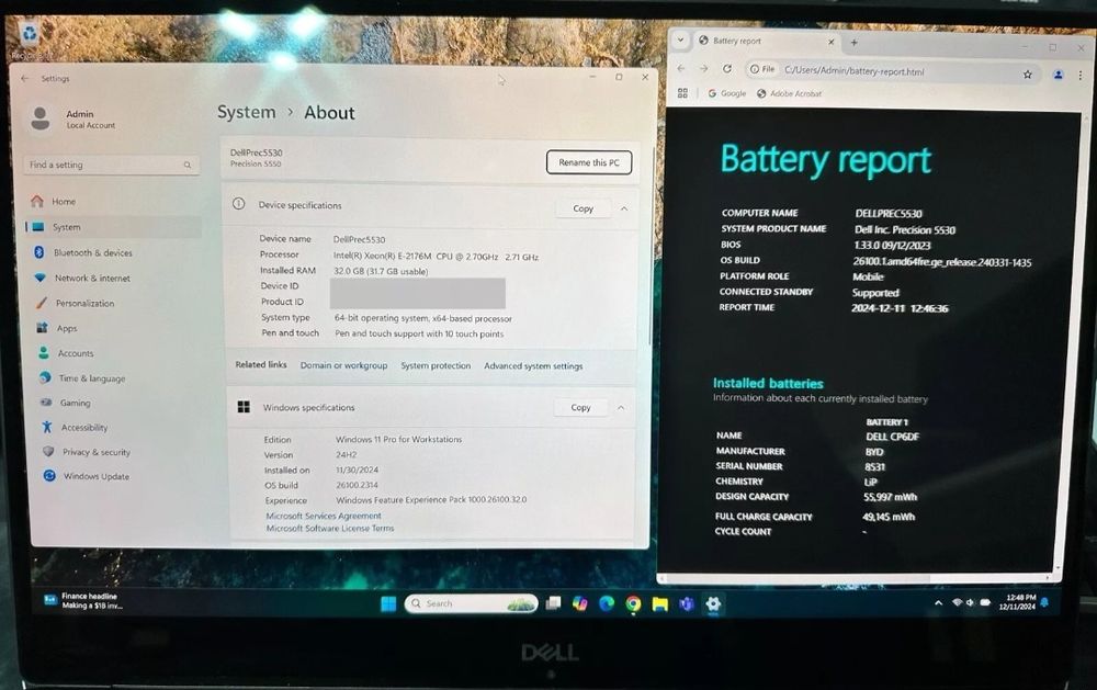 Dell Precision 5560 4K сенсор Xeon E-2176M 2.7Ghz NVidia p2000 512GB