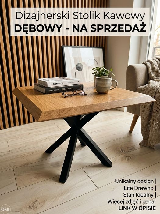 Stolik kawowy z litego drewna dębowego