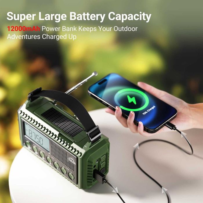 Radio Korbowe Turystyczne Z Powerbankiem 12000mAh,