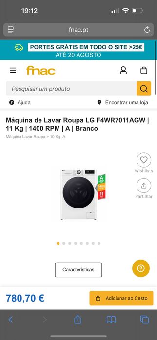 Máquina de Lavar Roupa LG (11 kg - 1400 rpm)