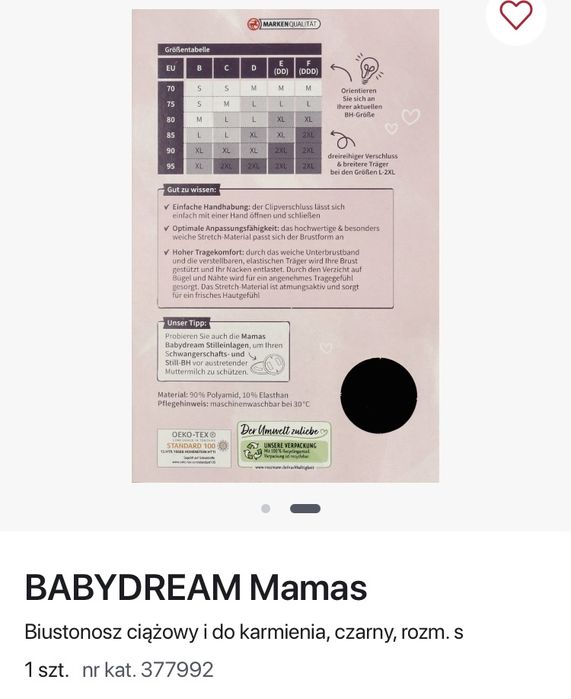 Biustonosz Babydream , ciazowy i do karmienia S