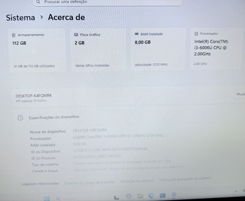 Portatil HP 15-BS0XX com Radeon