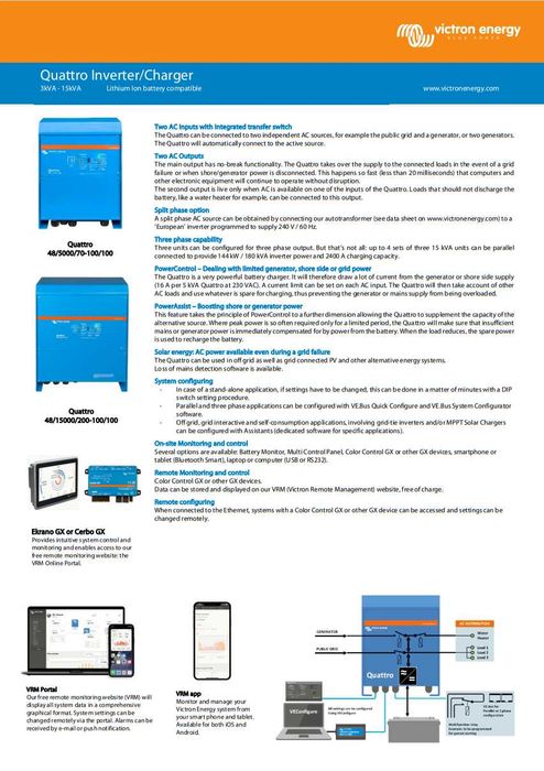 Гібридний інвертор Victron Energy Quattro 48/8000/110-100/100