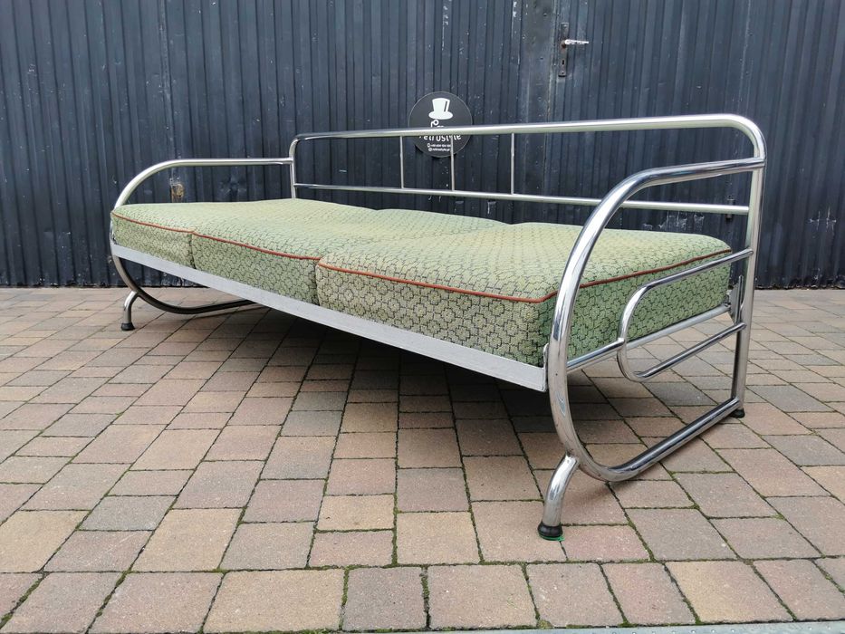 Sofa chrom, proj. Robert Slezák, Czechosłowacja '30-60, Bauhaus, RETRO