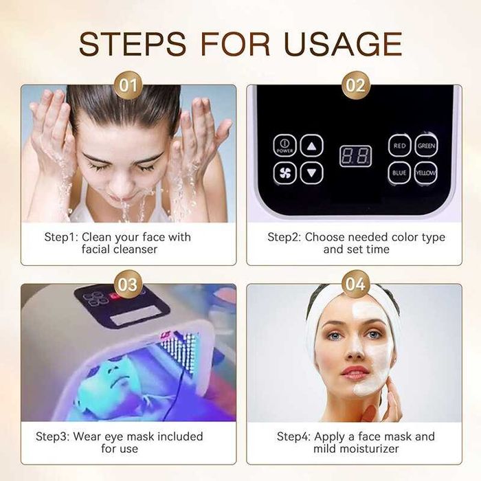 FOTOTERAPIA DE LEDS 7 CORES - PHOTONS LEDS TRATAMENTOS ROSTO