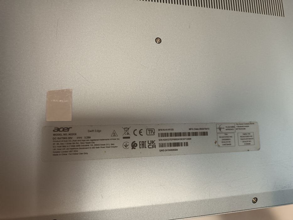 Laptop Acer Swift Edge SFA 16-41 Ram 32gb  AMD Ryzen 7 Pro 1TB Gwarancja