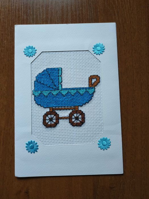 Kartki haft krzyżykowy chrzest,narodziny dziecka,urodziny dziecka