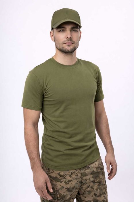 Армійська футболка олива ЗСУ 46-64р тактична футболка олива чоловіча